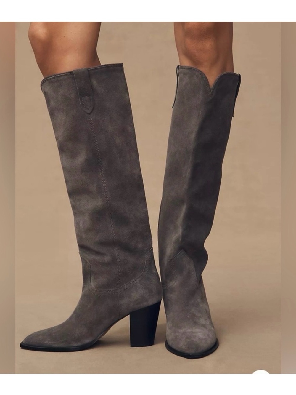 Anthropologie Silent D Block Heel Boots - Gray